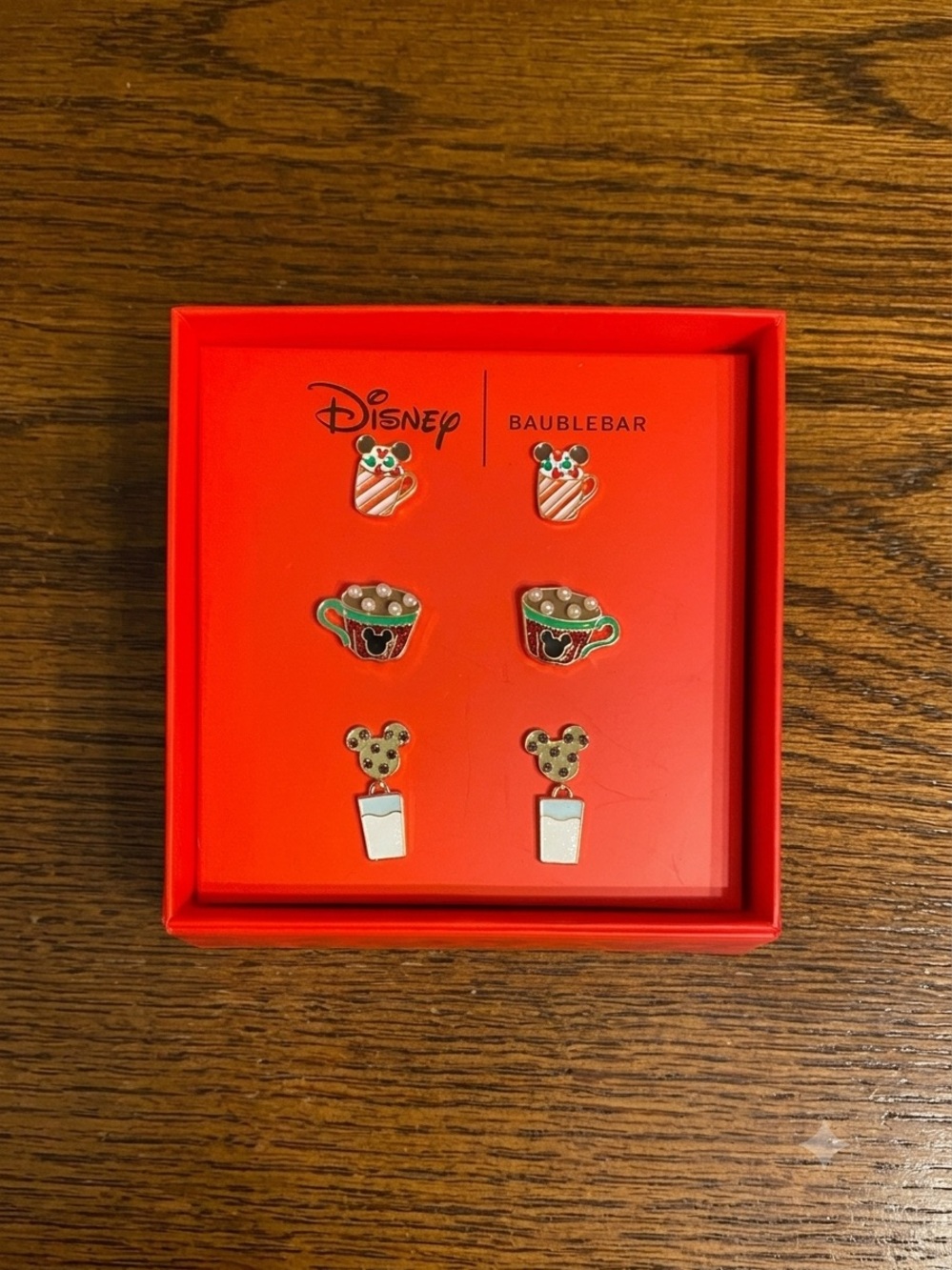 Disney BaubleBar Holiday Earring Set Mickey Mouse Festive Studs NIB